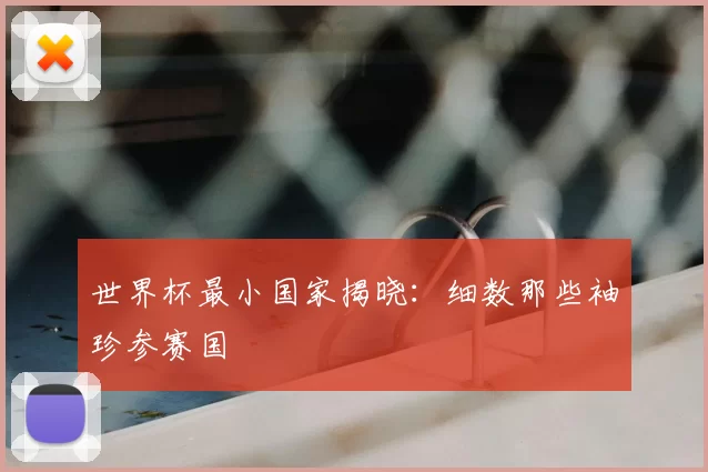 世界杯最小国家揭晓:细数那些袖珍参赛国
